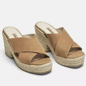 Zara Women’s Crossover Leather Wedge Sandals